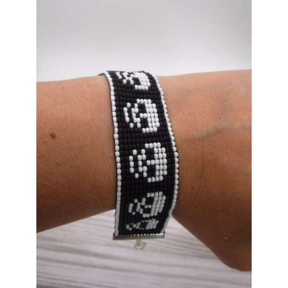 Hand Crafted Jewelry - Loom Beaded Bracelet Skulls